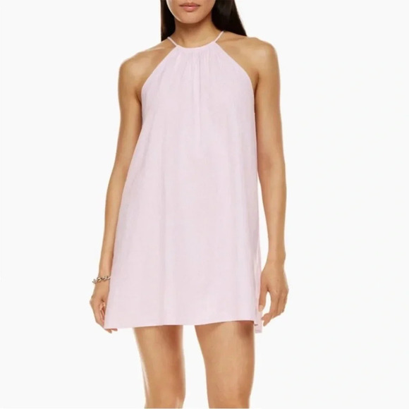 Aritzia Babaton Ban Linen A-Line Mini Dress in Halo Pink B31 - Picture 2 of 5